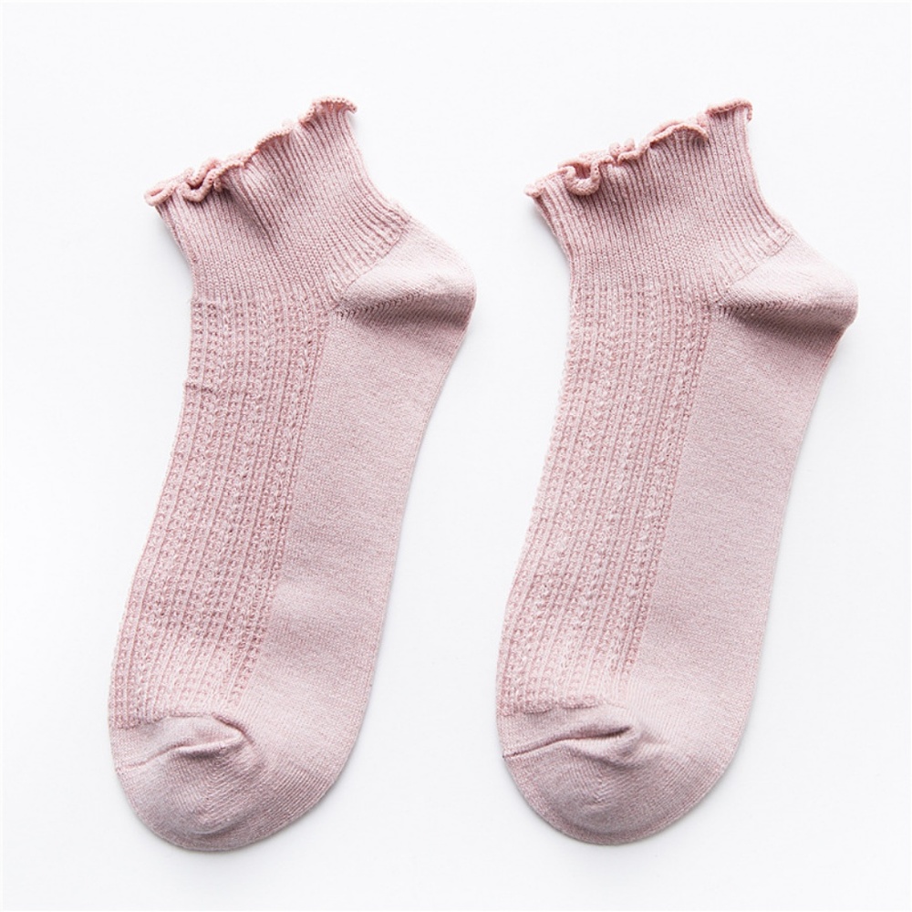 5 Pairs Women Cotton Frill Low Cut Socks - Picture 5 of 8
